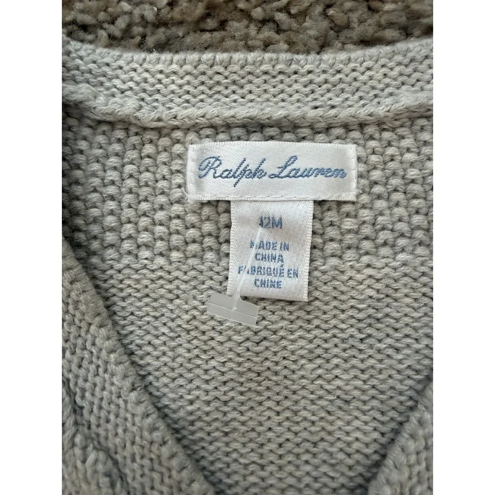 Polo Ralph Lauren Baby Boys Combed Cotton V-Neck Cardigan Gray Size 12 M - Picture 4 of 8